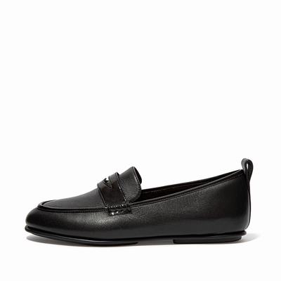 Fitflop Women's LENA Leather Penny Flat Shoes - Black, YL1574398